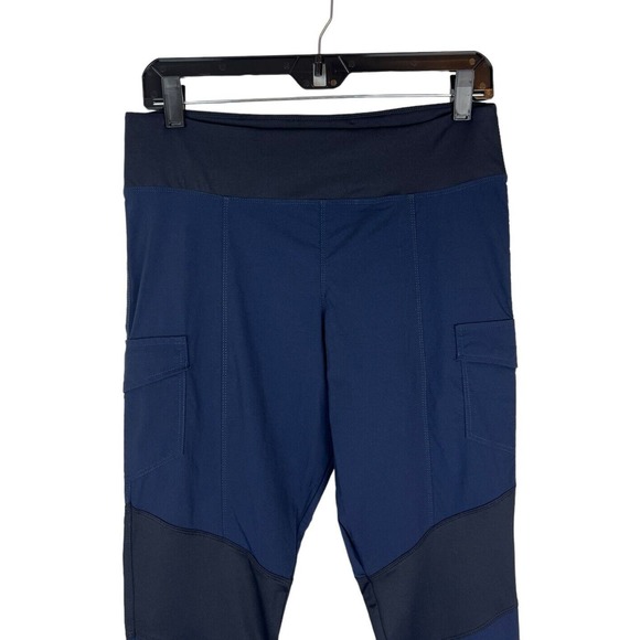 Anatomie Blue Contrast Panel Legging Pants Size M Pockets Ankle Zip Pull On Crop - Picture 3 of 9